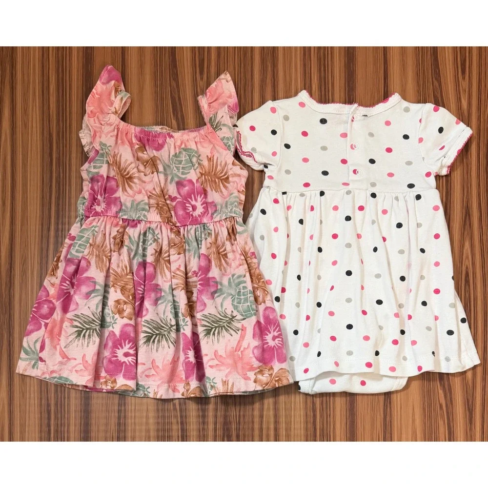 3-6M Baby Girl Bundle Dresses Bodysuit‎ 4 pcs Carters Duck Duck Goose Floral Dot